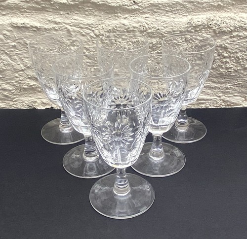 Set 6 contemporary Webb Corbett WEC66 floral daisies & dots sherry port glasses - Picture 2 of 7