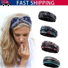 Wide Headbands Moisture-wicking Elastic Boho Hair Band Sports Turban Head Wrap