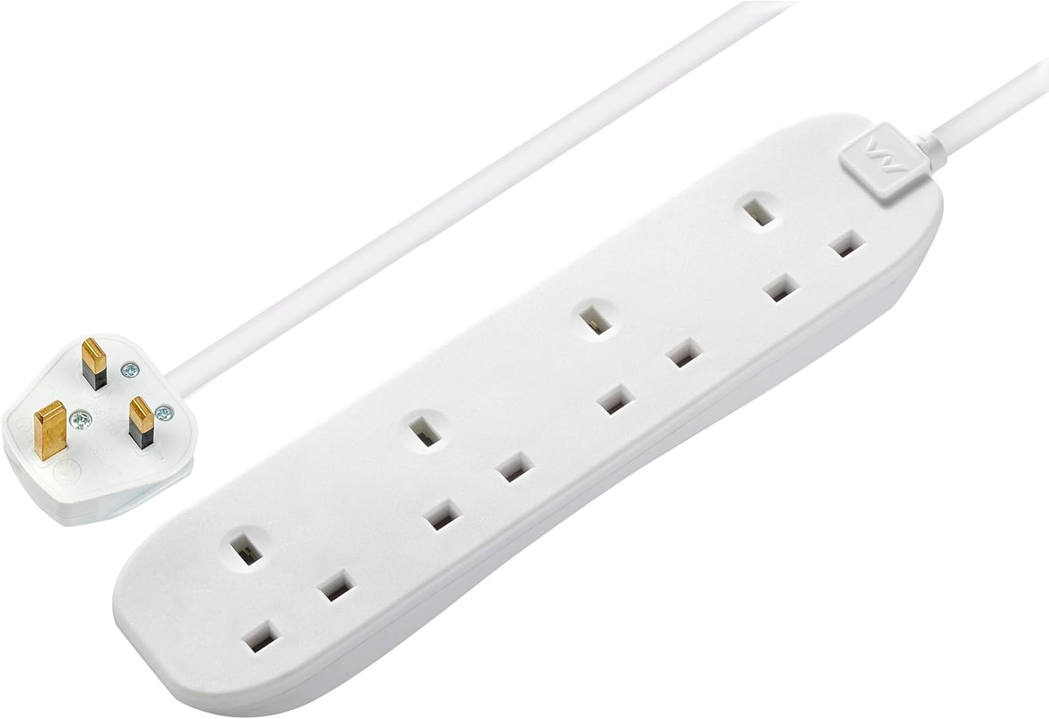 Masterplug Four Socket Extension Lead, Unswitched, 1 Metre Cable, 4-Way Plug Ex