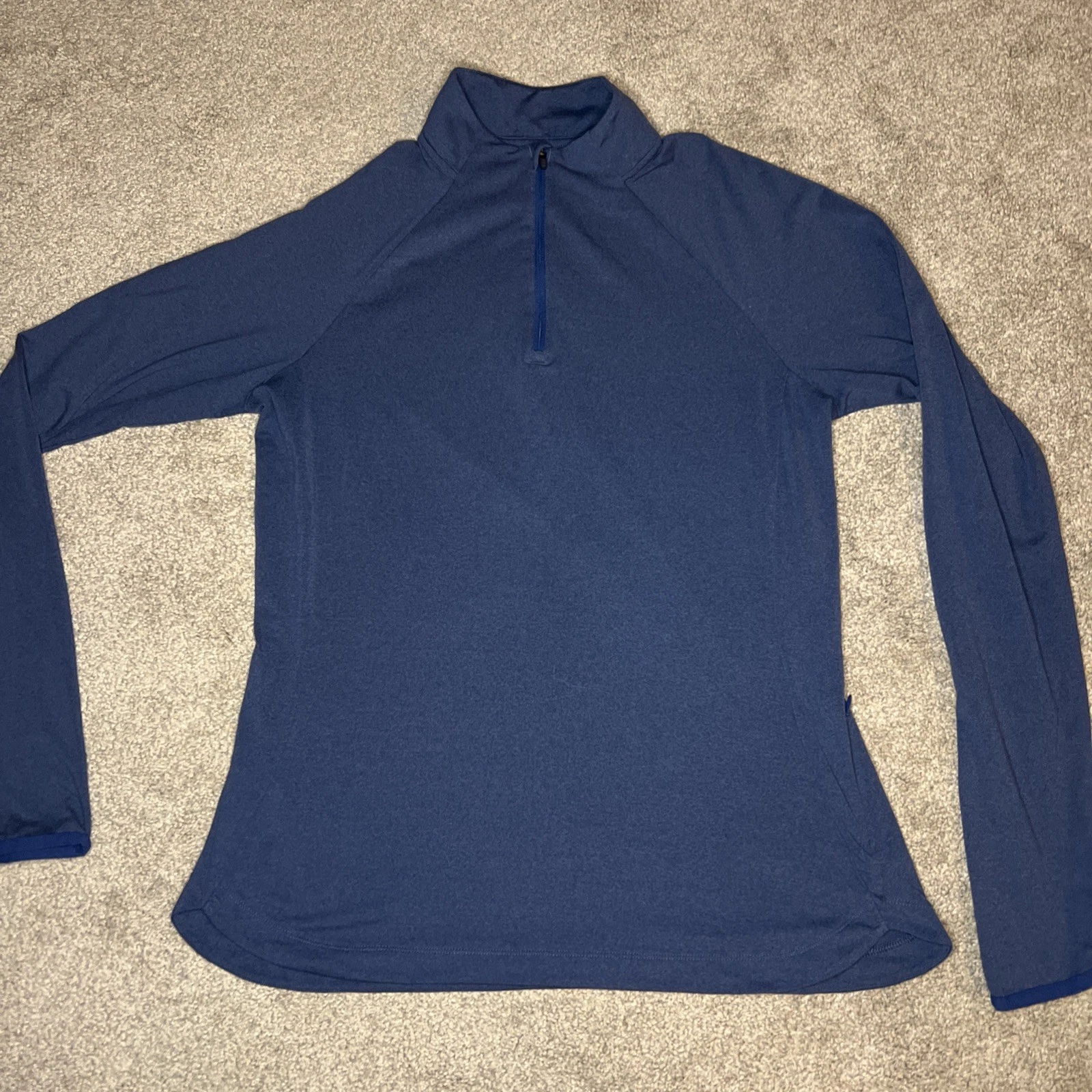 REI Women's Large 1/4 Zip Base Layer Blue Thumb Holes Zip Pocket Long Sleeve