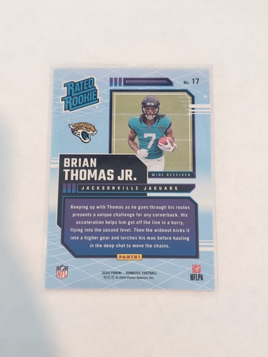 Panini Donruss Brian Thomas 2024 clasificación retro novato RC #17 Jacksonville Jaguars - Imagen 2 de 2