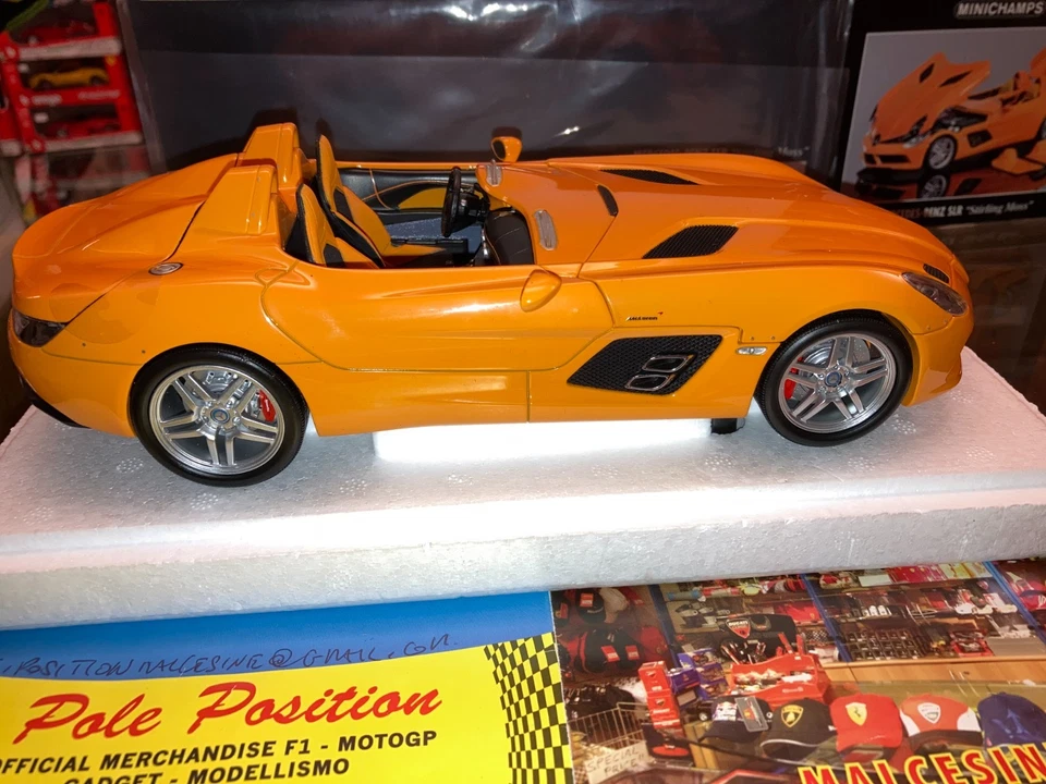 100038400 MINICHAMPS 1/18 MERCEDES SLR STIRLING MOSS ORANGE NEW SHIP. WORLDWIDE - Immagine 2 di 4