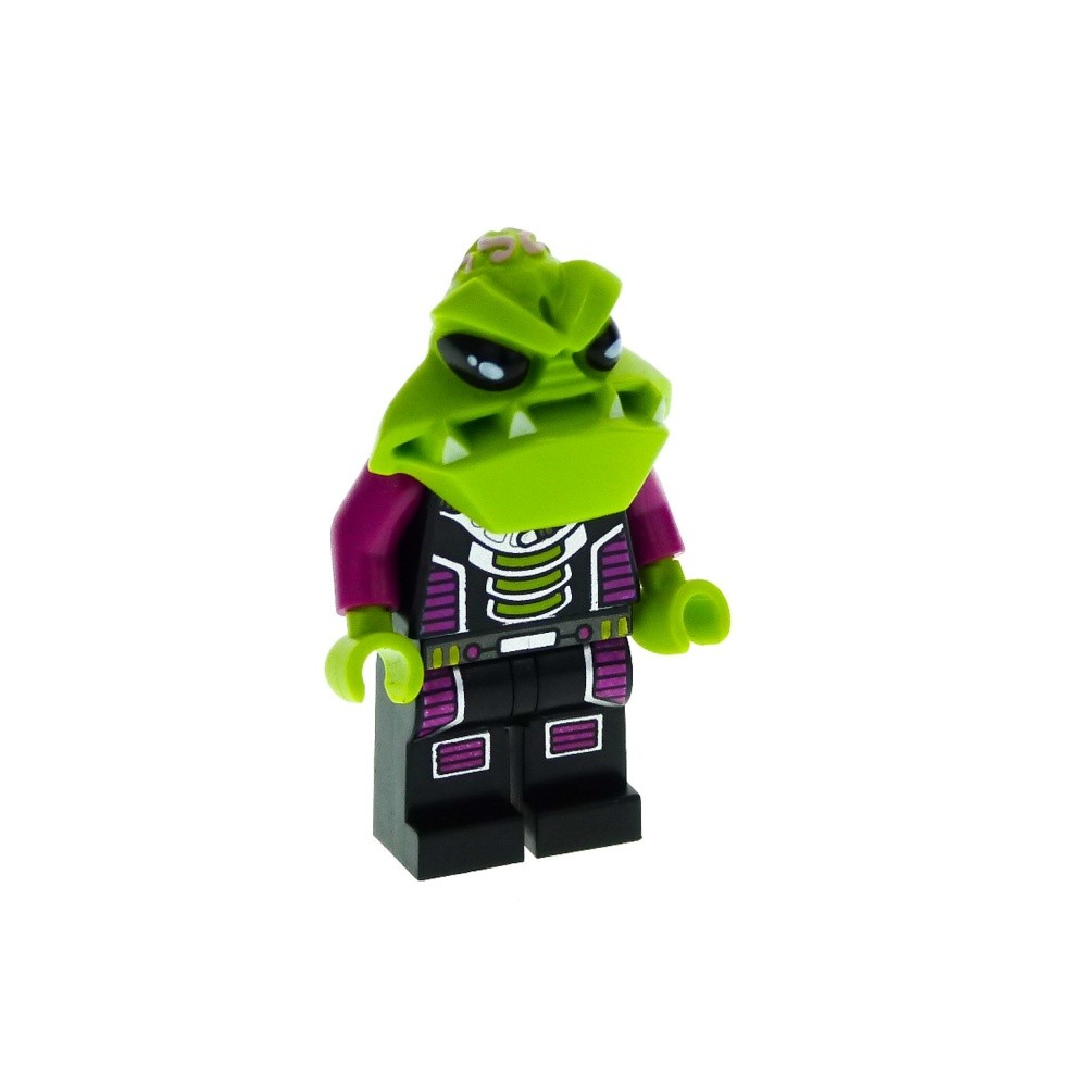 1X Lego Minifigure Space B-Ware Used Alien Trooper Black Head Lime AC003