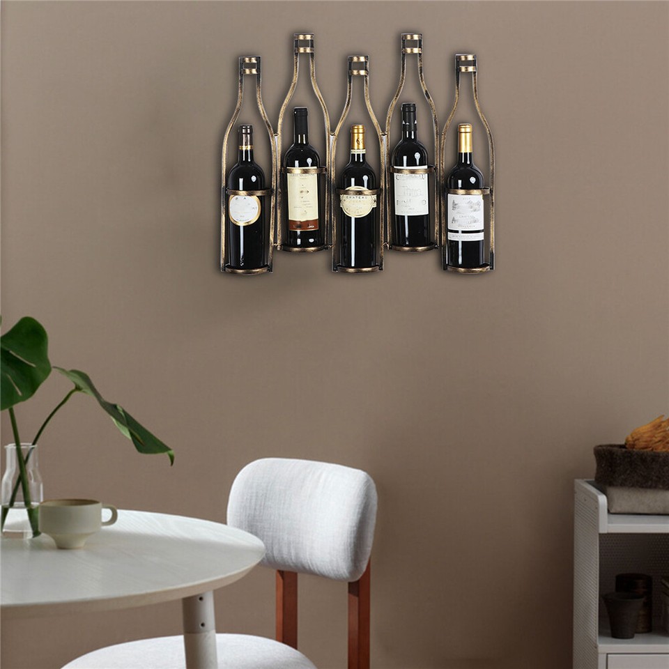 Wall Mounted Wine Rack 5 Bottle Wine Shelf Unique Wine Bottle Shape