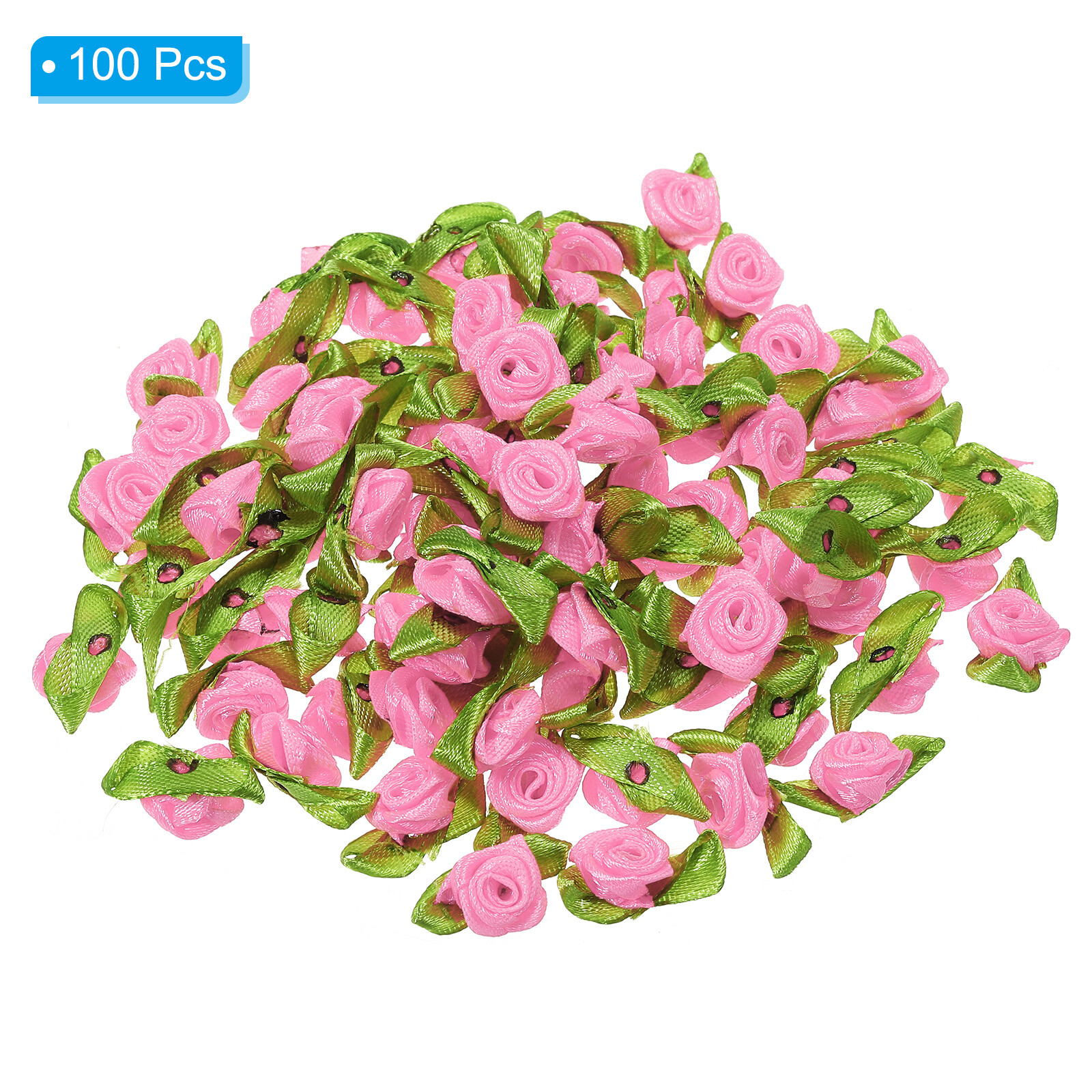 100Pcs 15mm Tiny Satin Ribbon Rose Fabric Flowers Rosettes Applique