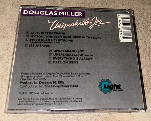 Douglas Miller - Unspeakable Joy CD Rare OOP 1985 Light Records - Imagen 2 de 6