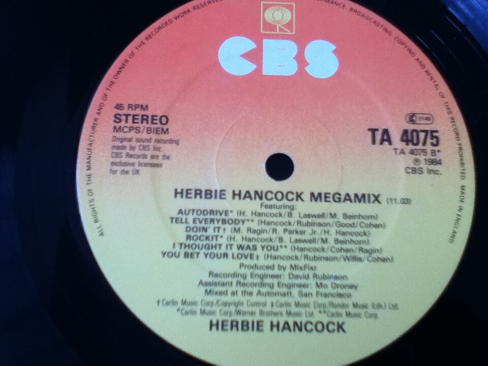 Herbie Hancock Future Shock / Megamix 12" Vinyl A1/B1 TA 4075