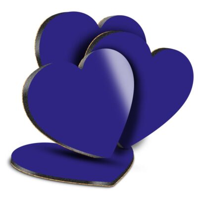 4x Heart MDF Coasters - Bright Blue Colour Block  #44452