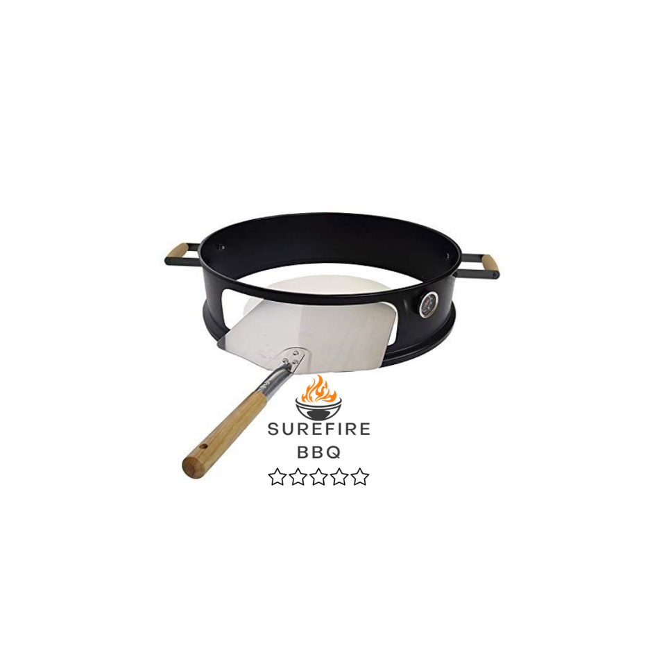 SUREFIRE 57CM KETTLE BBQ PIZZA RING SET INC PEEL STONE THERMOMETER FITS WEBER eBay