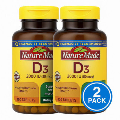 Nature Made D3 2000 IU 400 Tablets 2 Pack Exp Oct/2026 New