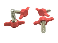 1/4"- 20 x 3/4" Thumb Screws Tee Wing  Red Delrin  818  SS  USA  4 per package