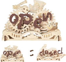 ROKR 3D Wooden Puzzle Open Closed Sign Home Office Cafe Aesthetic Decor Gift