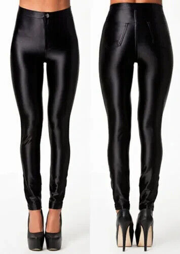 WOMENS LADIES FASHION AMERICAN APPAREL STYLE SHINY DISCO PANTS UK 6 8 10 12 14 - Picture 2 of 14