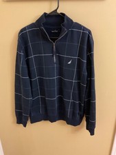 Nautica Men's Quarter Zip Fleece Pullover Plaid Sweatshirt