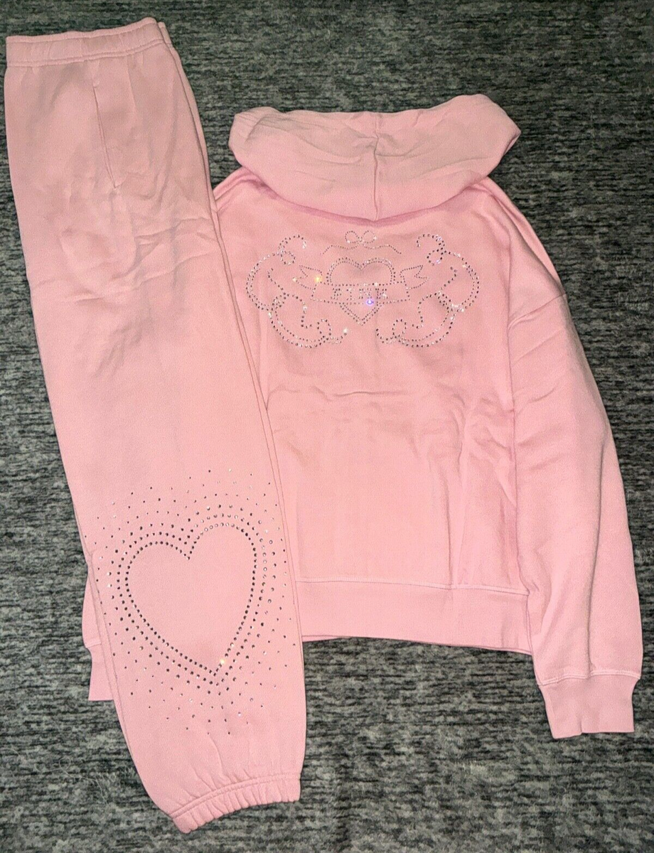 Victoria's Secret Pink Bling Full Zip Hoodie + Campus Pants Set