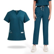 V-Neck Scrub Set Moisture-Wicking Poly-Spandex Medical Uniform for OR/Clinics