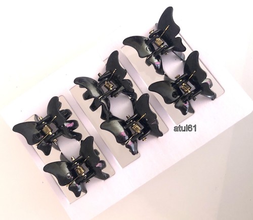 6 Black Brown Butterfly Mini Small Hair Claw Clamps Clips Grips Accessories - Picture 8 of 40