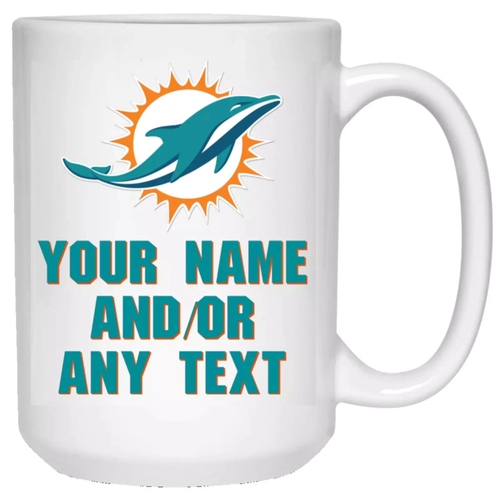 Custom Personalized Miami Dolphins White Ceramic Coffee Mug Cup