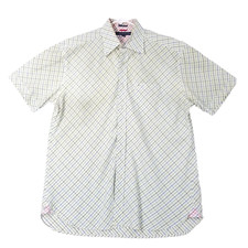 Tommy Hilfiger Mens 80's 2 Ply Fabric Short Sleeve Button Front Shirt Size Large