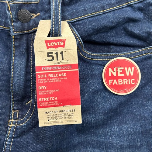 Levis 511 Jeans Girls 16 Regular Blue Denim Slim Performance Straight 28X28 NWT - Picture 3 of 13
