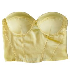 Princess Polly Lemon Yellow Satin Koko Cropped Bustier Bra Top Women's Size 4