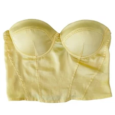 Princess Polly Lemon Yellow Satin Koko Cropped Bustier Bra Top Women's Size 4