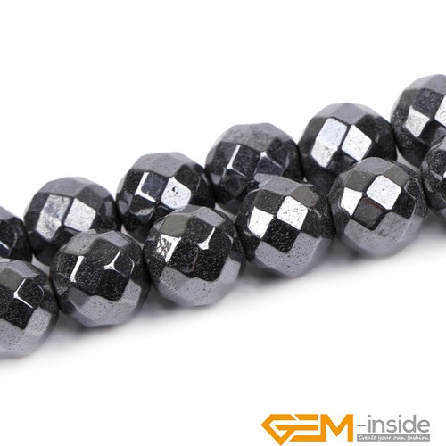 Natural Faceted Black Hematite Gemstones Magnetic Beads For Jewelry Making 15" - Picture 42 of 45