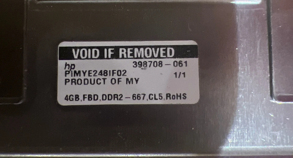 HP GENUINE 4GB 1X4GB PC2-5300F ECC DDR2 CL5 HP PROLIANT SERVER MEMORY 398708-061 - Image 3 of 4