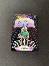 2023 Obsidian Electric Etch Purple Volcanic De'Von Achane RC Rookie AUTO /75