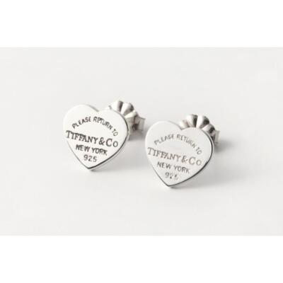 Tiffany & Co. Heart Tag Stud Earrings Sterling Silver Mini Return