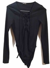 MISSGUIDED Black Sext Body Tie Up Front U.K. 8