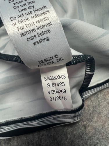 Athleta schwarz grau Träger Neckholder Y Rücken Nylonmischung sportlich Badekleid S - Bild 10 von 12