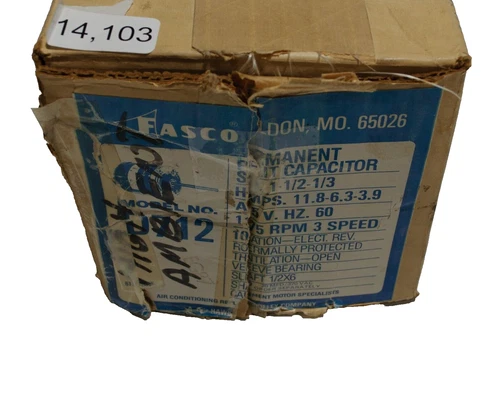 Fasco D712 Motor 1-1/2-1/3HP 11.8-6.3-3.9AMP 115V 1075RPM 3Speed 7126-0796