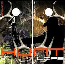 Bear Buck Bow Hunter LAMINATED Cornhole Wrap Bag Toss Decal Sticker