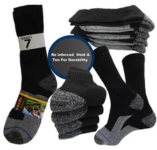4-8-12 Crew socks REINFORCED Black COTTON WORK SOCKS FULL CUSHION SIZE 9-11