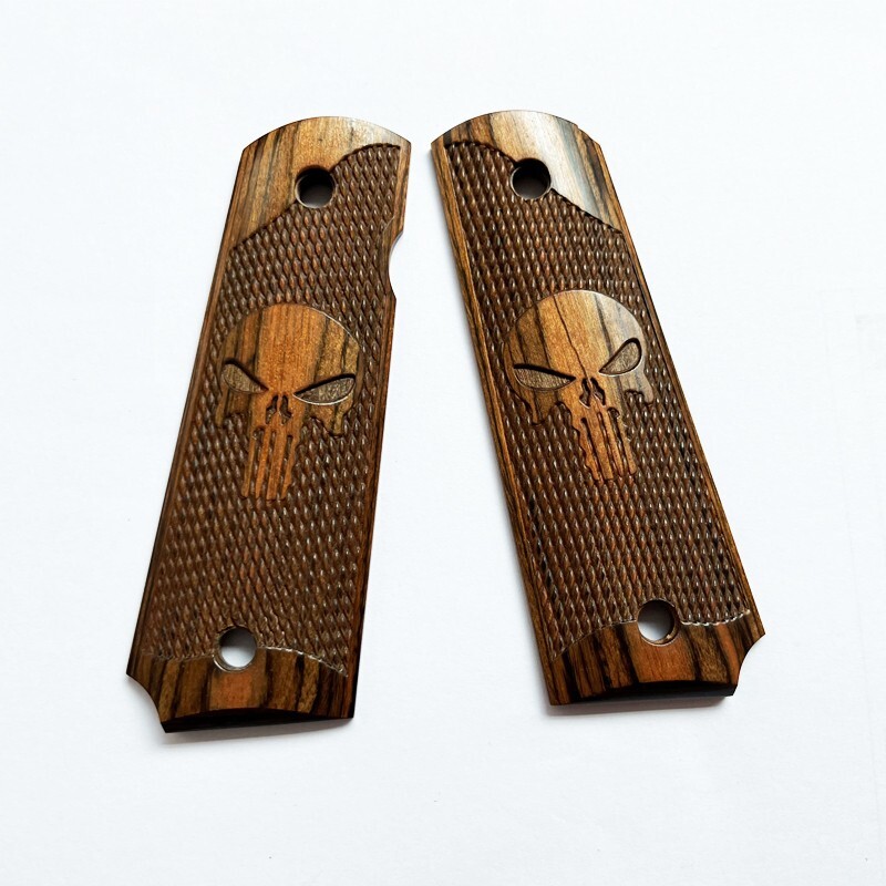 1911 Grips Classic Wood Full Size With Screws & Wrench Punisher