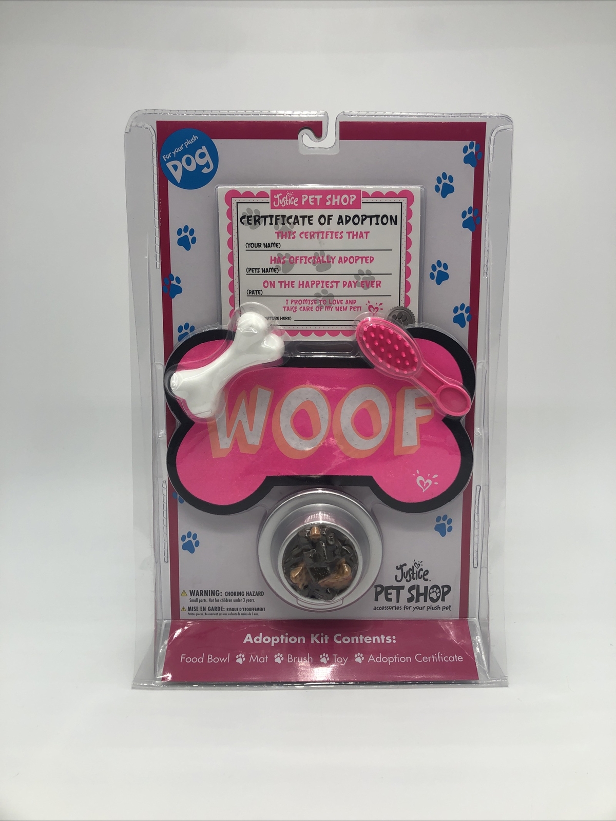 Justice Pet Shop Accessories Adoption Kit “Bowl Mat Brush Certificate