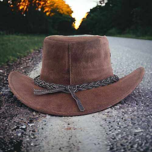 Australischer westlicher Stil Wildleder Cowboy Bush Hut geflochtenes Band Kinnriemen - Bild 19 von 19