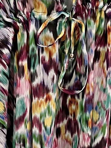 $75 Bleu By Rod Beattie Size L Abstract Chiffon Caftan Dress Swimsuit Cover-up - Picture 5 of 11