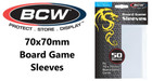 50 - New 70 X 70mm Square Premium Board Game Cards Sleeves Package BCW — photo 1