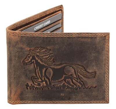 Western Men’s Genuine Leather Bifold Wallet – Cow Fur & Crocodile Print - View #3