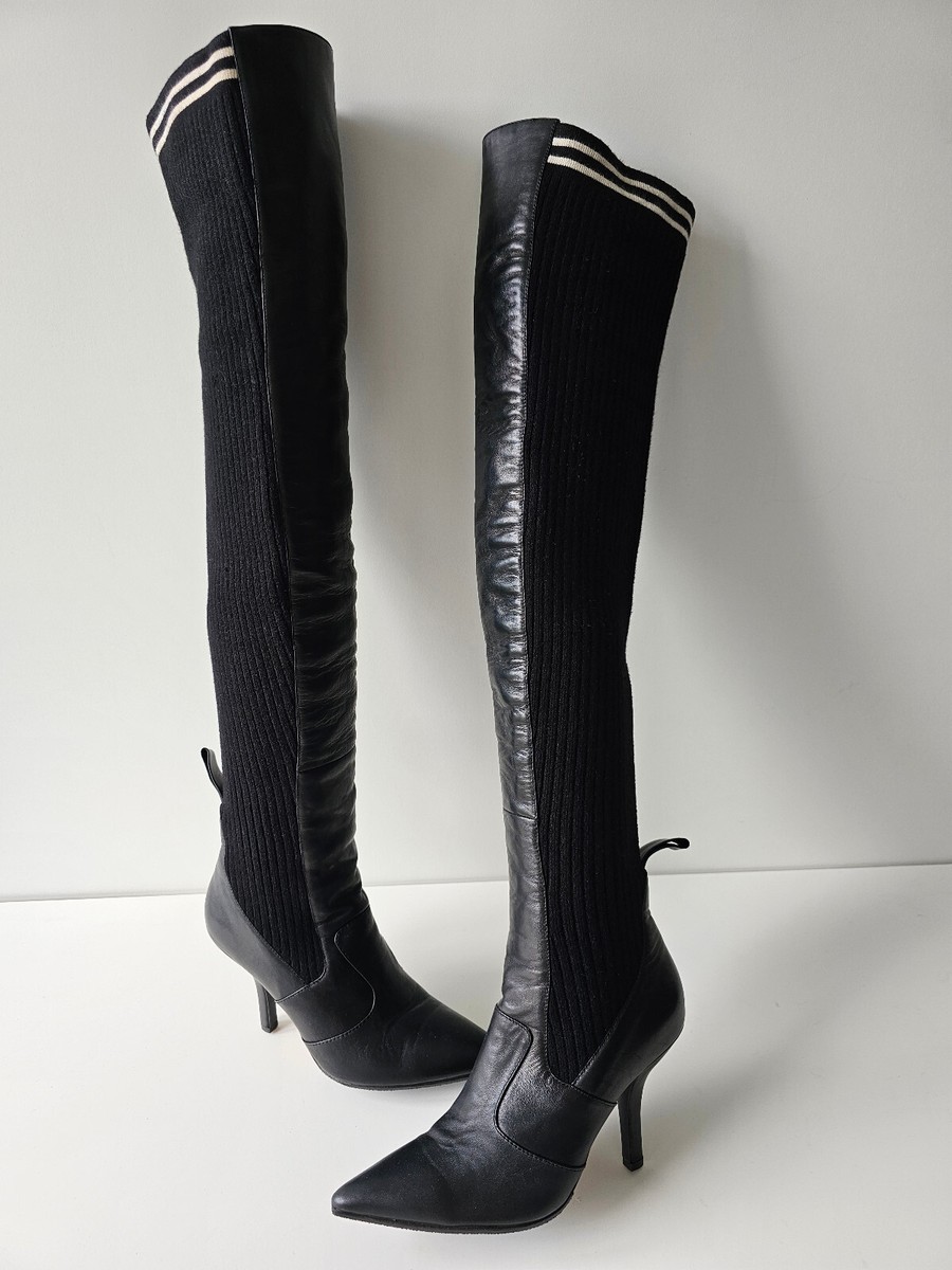 FENDI ブラックレザーブーツ ポインテッドトゥ Fendi Filo Leather Booties | Saks Fifth Avenue