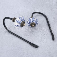 Vintage Metal Ceramic Wall Hooks Coat Keychain Door Hook Hanger Holder Hardware