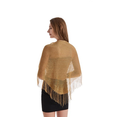 Ladies Poncho Stole Cape Shrug Wrap Shawl Sequin Amice Tassel Fring Shine Summer - Bild 3 von 18