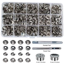 70 Sets 15mm 5/8" Heavy Duty Snap Fasteners Kit Metal Snaps for Leather Craft...