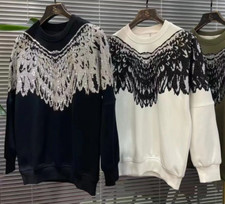 New Men Luxury Diamond Wings Rhinestones Fashion Black White Hoodie High Quality