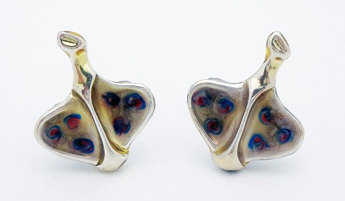 Estate Sterling Silver Enamel Finish 25 by 20mm Stingray Cuff-Links