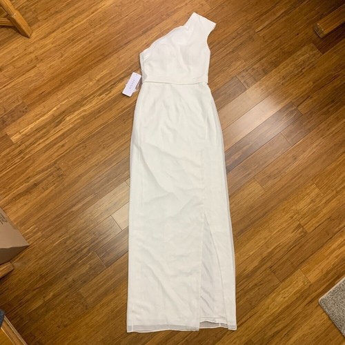 Azazie Oaklee Wedding Dress Womens WD0 White One Shoulder Sleeveless Gown NWT