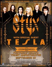 STYX / TESLA 2015 POCATELLO CONCERT TOUR POSTER- Classic Rock Music, Tommy Shaw