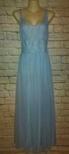 Vintage Rogers Blue Ruffle Full Pleated Lace Nightgown Size 34